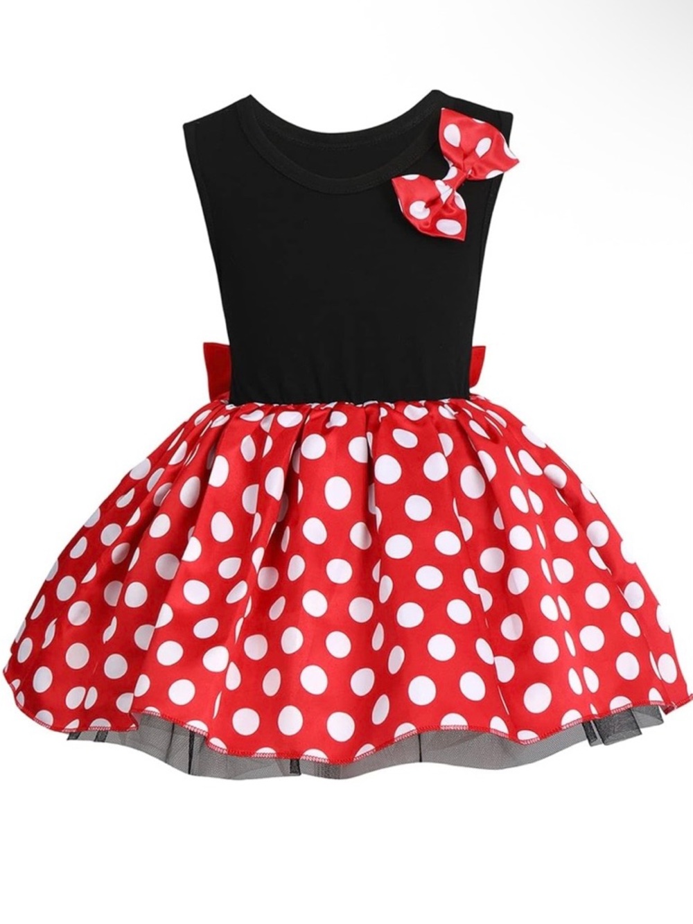 Black and Red Minnie Mouse-Inspired Red, Black and White Polka Dot Dress